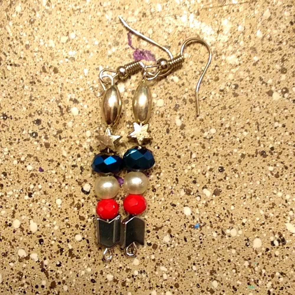 Red white and blue earrings